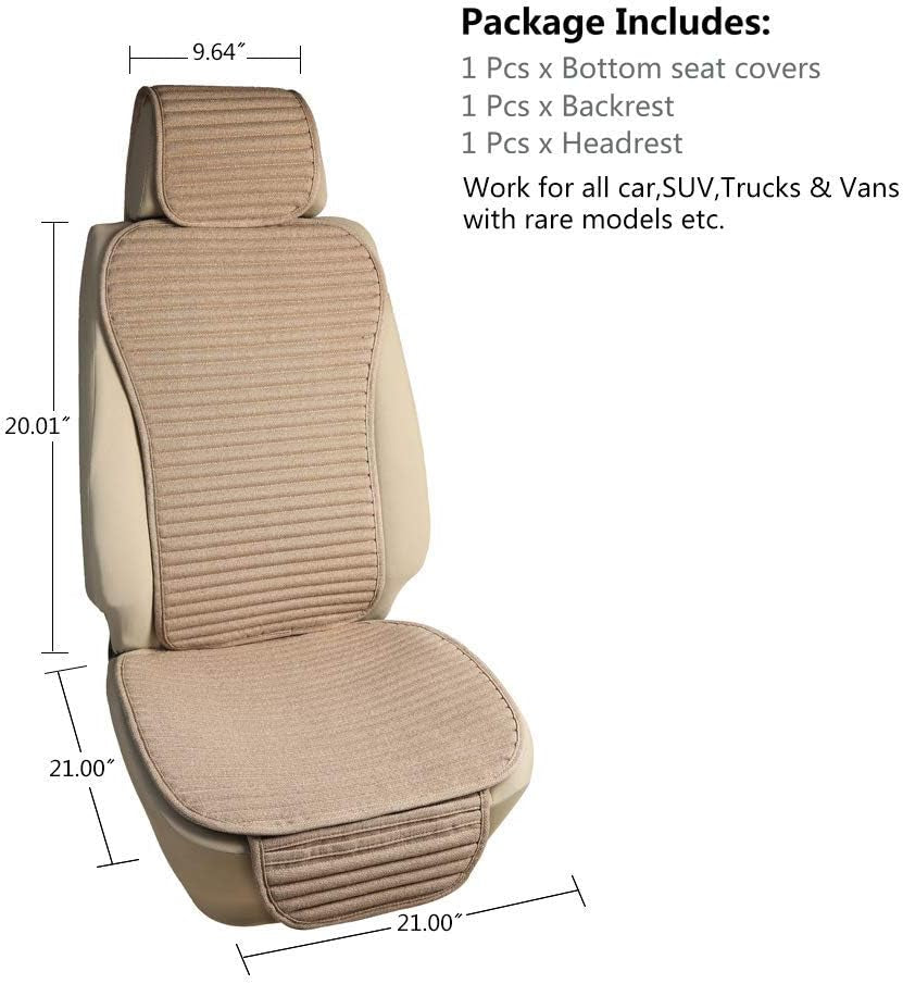 Car Seat Covers Universal Car Seat Covers Pads Mat,Buckwheat Hull Bottom Seat Covers for Cars,Cooling Seat Covers Breathable Comfortable Ventilated (Beige Front Seat)